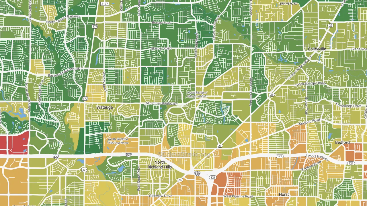 North Richland Hills, TX Map of Robbery Rates