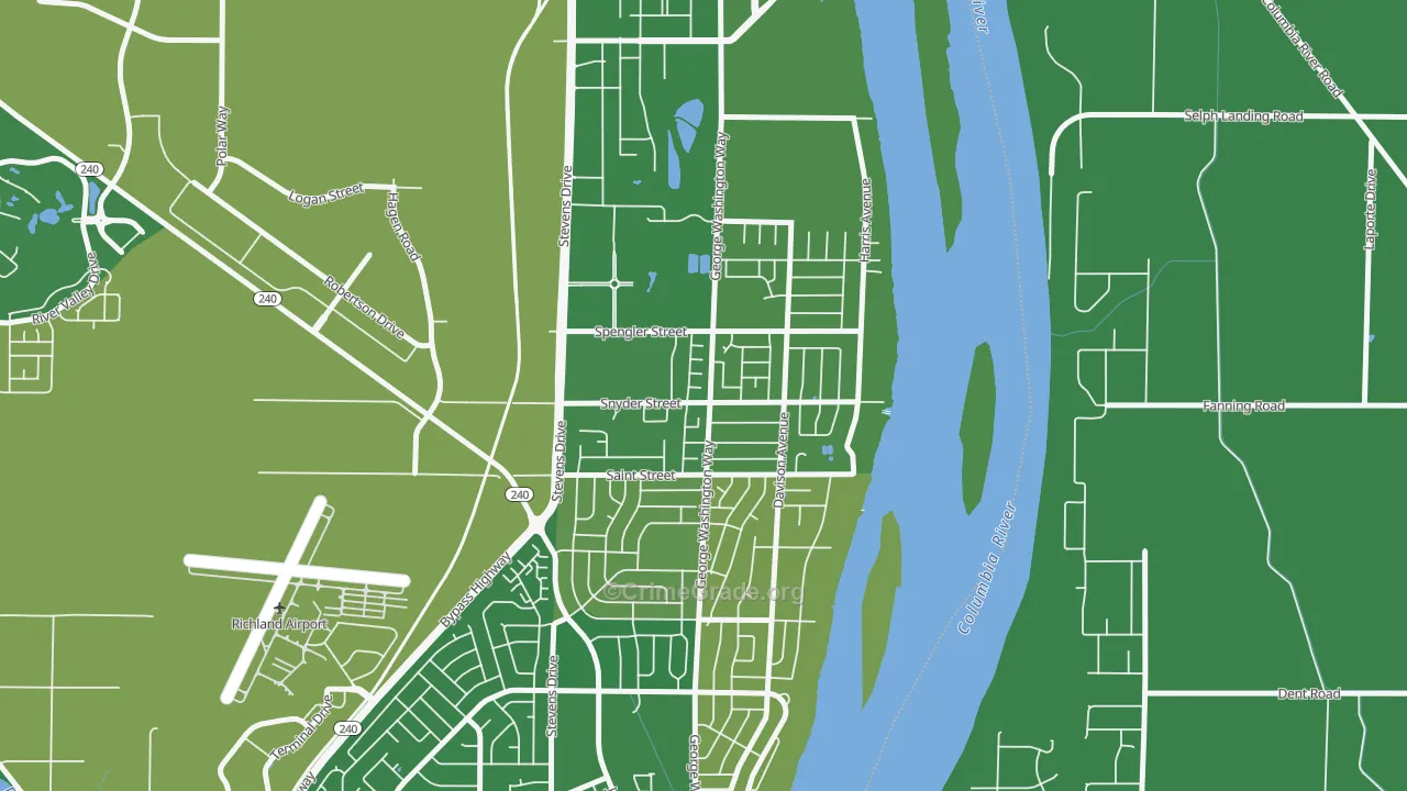 North Richland, Richland, WA Map of Robbery Rates