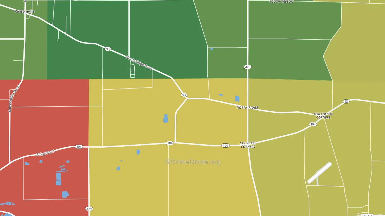 North Ridge, NY Map of Robbery Rates