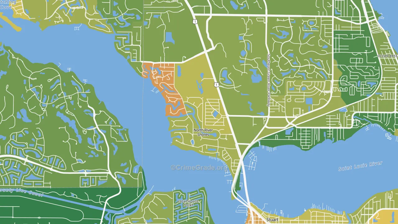 North River Shores, Stuart, FL Map of Robbery Rates