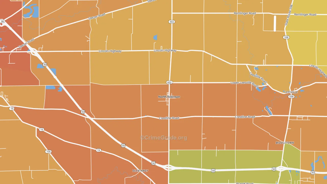 North Robinson, OH Map of Robbery Rates