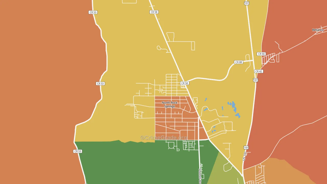 North Rock Springs, WY Map of Robbery Rates