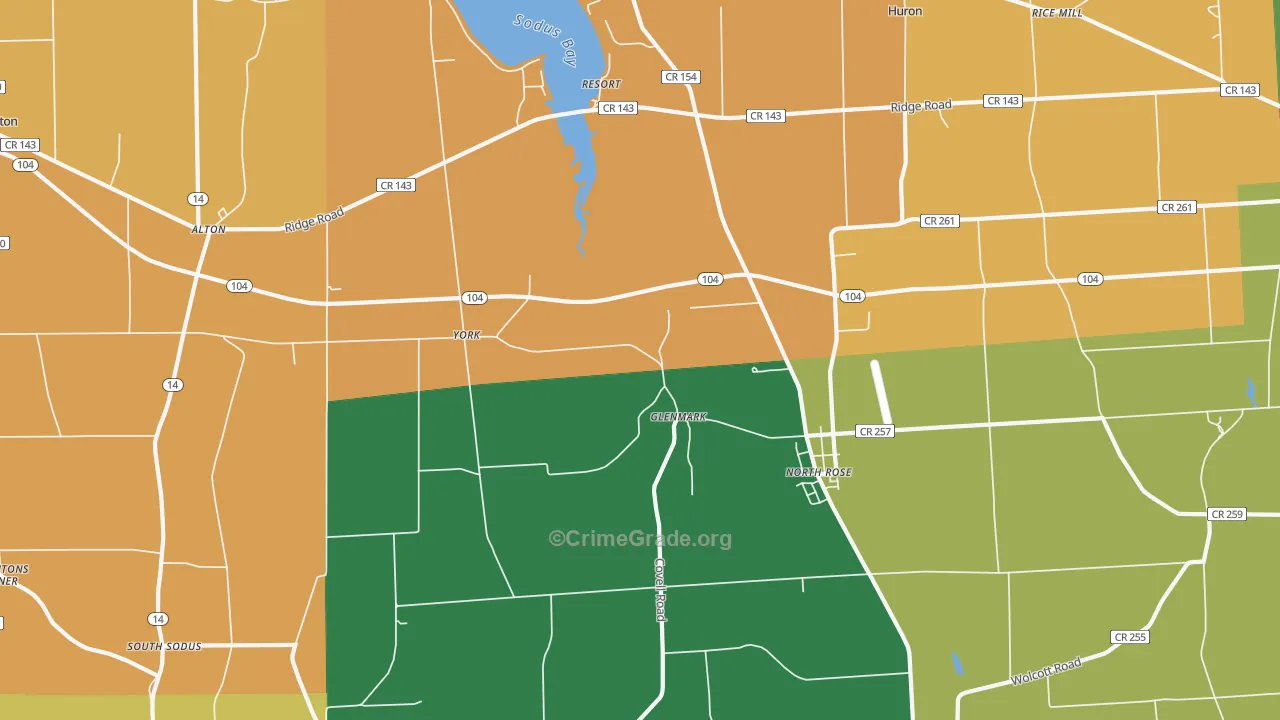 North Rose, NY Map of Robbery Rates