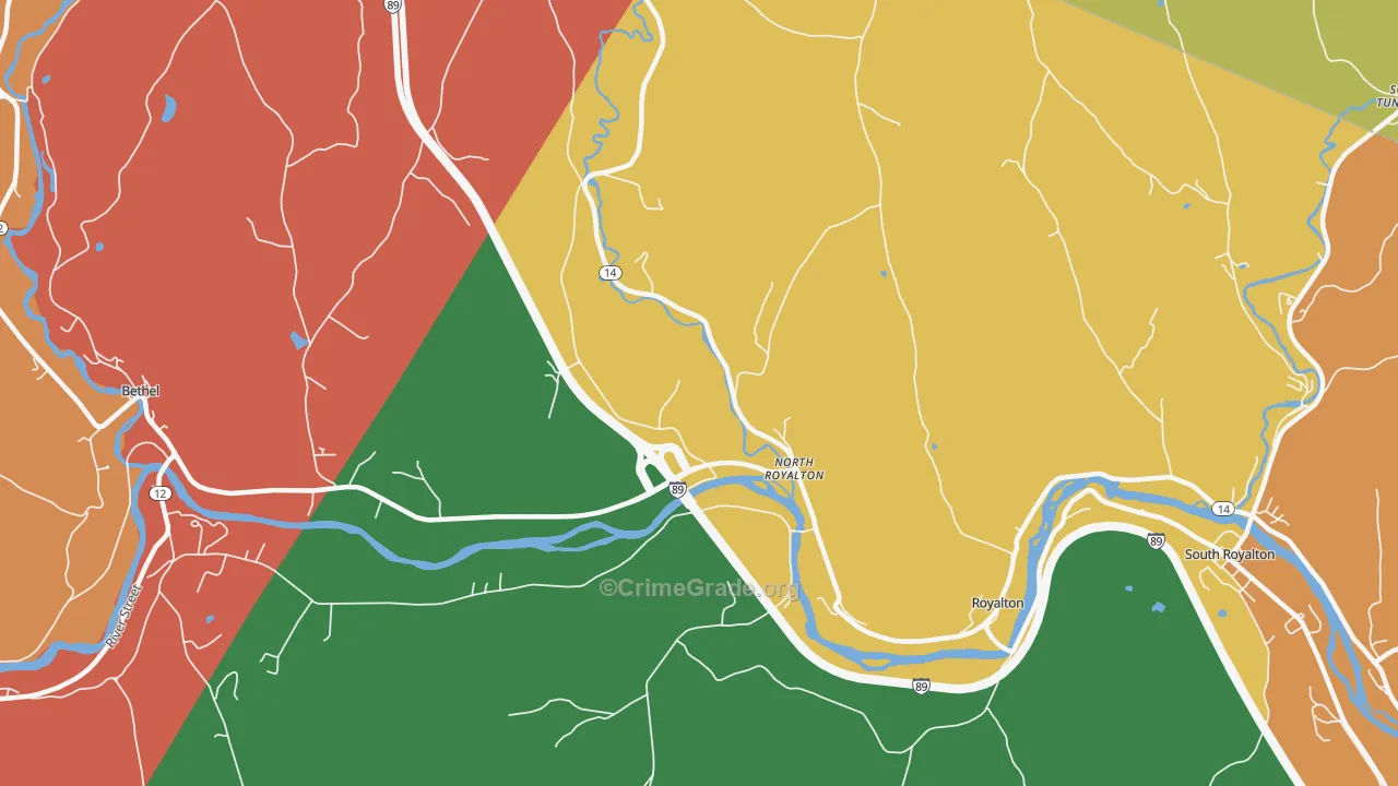 North Royalton, VT Map of Robbery Rates