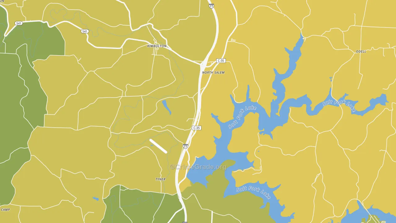North Salem, OH Map of Robbery Rates