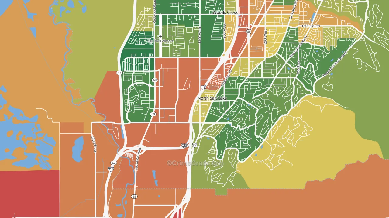 North Salt Lake, UT Map of Robbery Rates