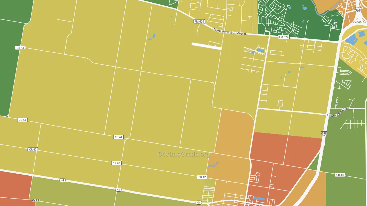 North San Pedro, TX Map of Robbery Rates