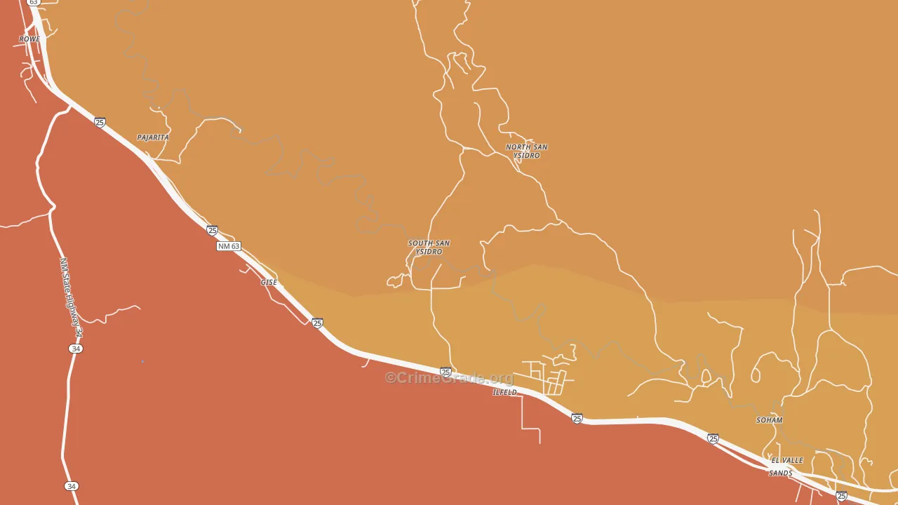 North San Ysidro, NM Map of Robbery Rates
