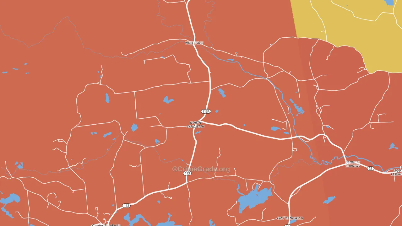 North Sandwich, NH Map of Robbery Rates