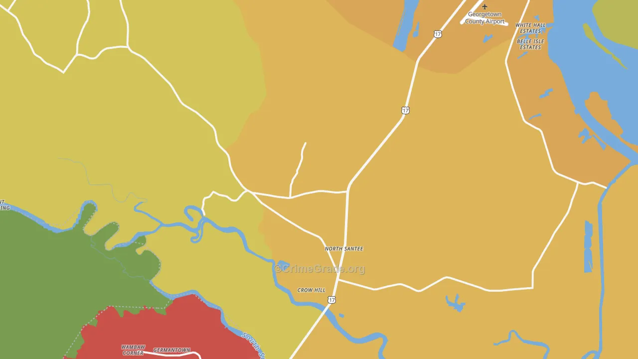 North Santee, SC Map of Robbery Rates