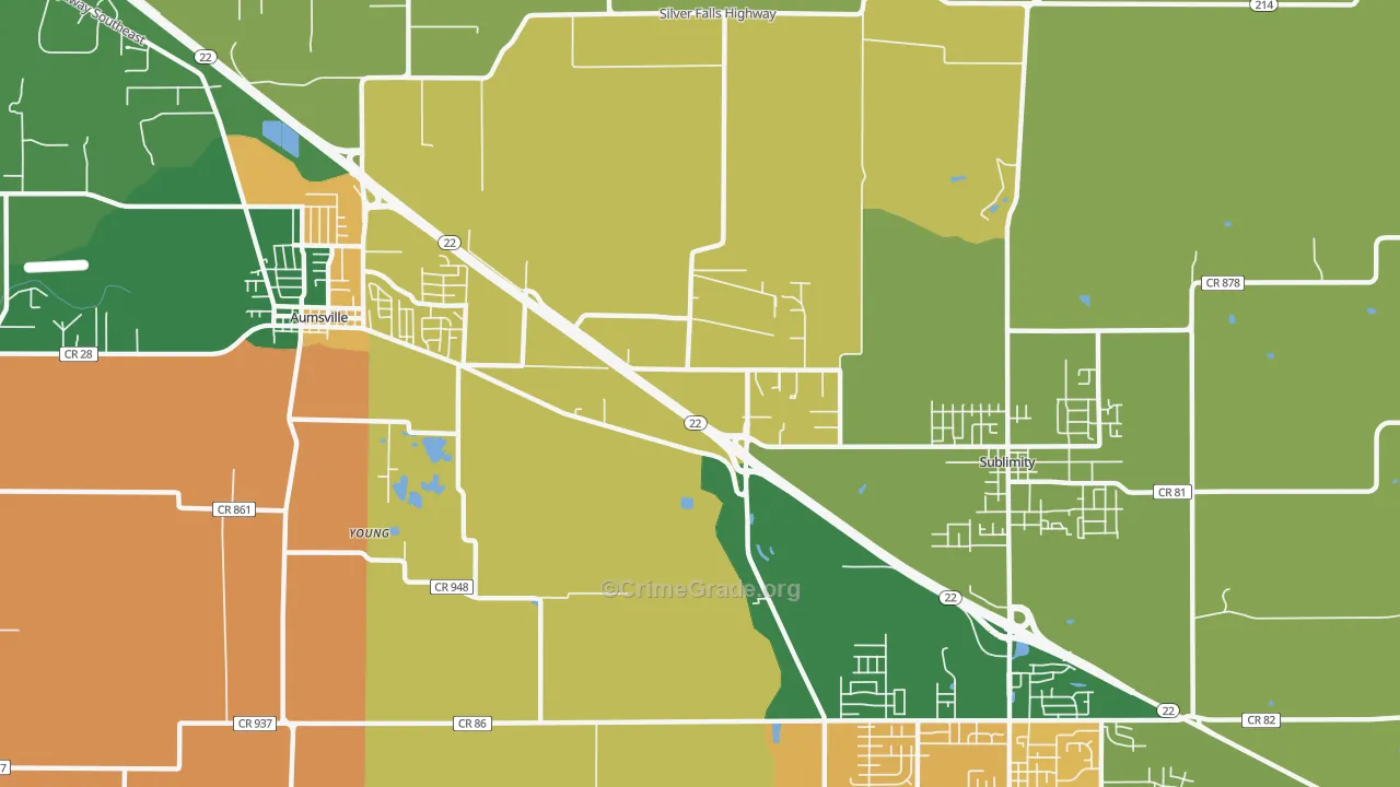 North Santiam, OR Map of Robbery Rates