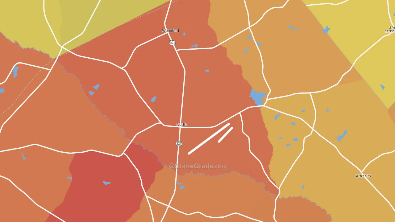 North, SC Map of Robbery Rates