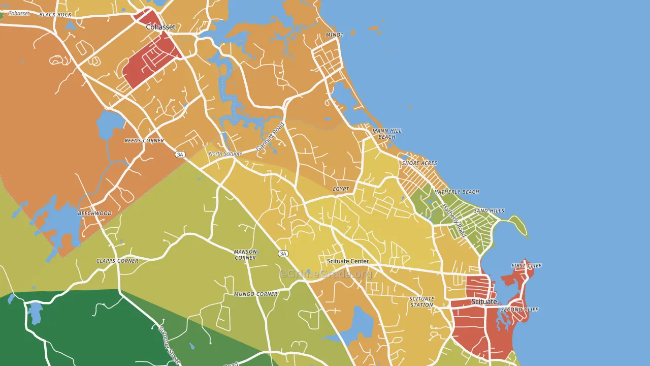 North Scituate, MA Map of Robbery Rates
