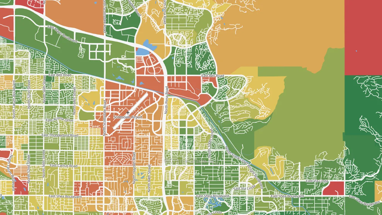 North Scottsdale, Scottsdale, AZ Map of Robbery Rates