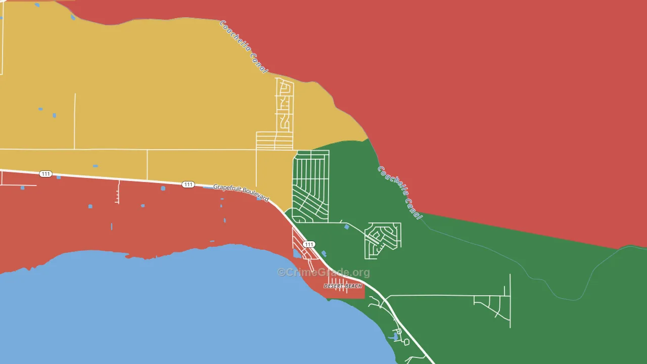 North Shore, CA Map of Robbery Rates