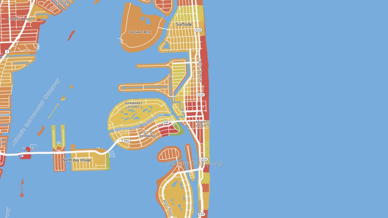 North Shores, North Bay Village, FL Map of Robbery Rates