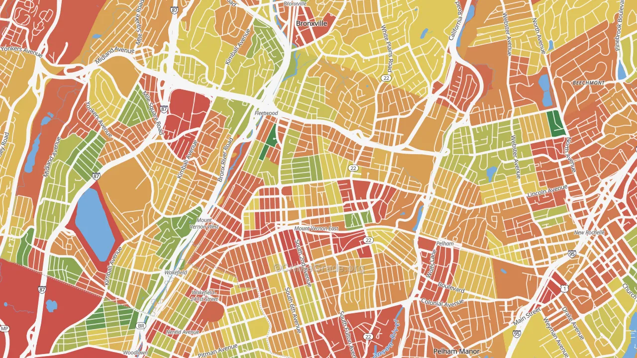 North Side, Mount Vernon, NY Map of Robbery Rates