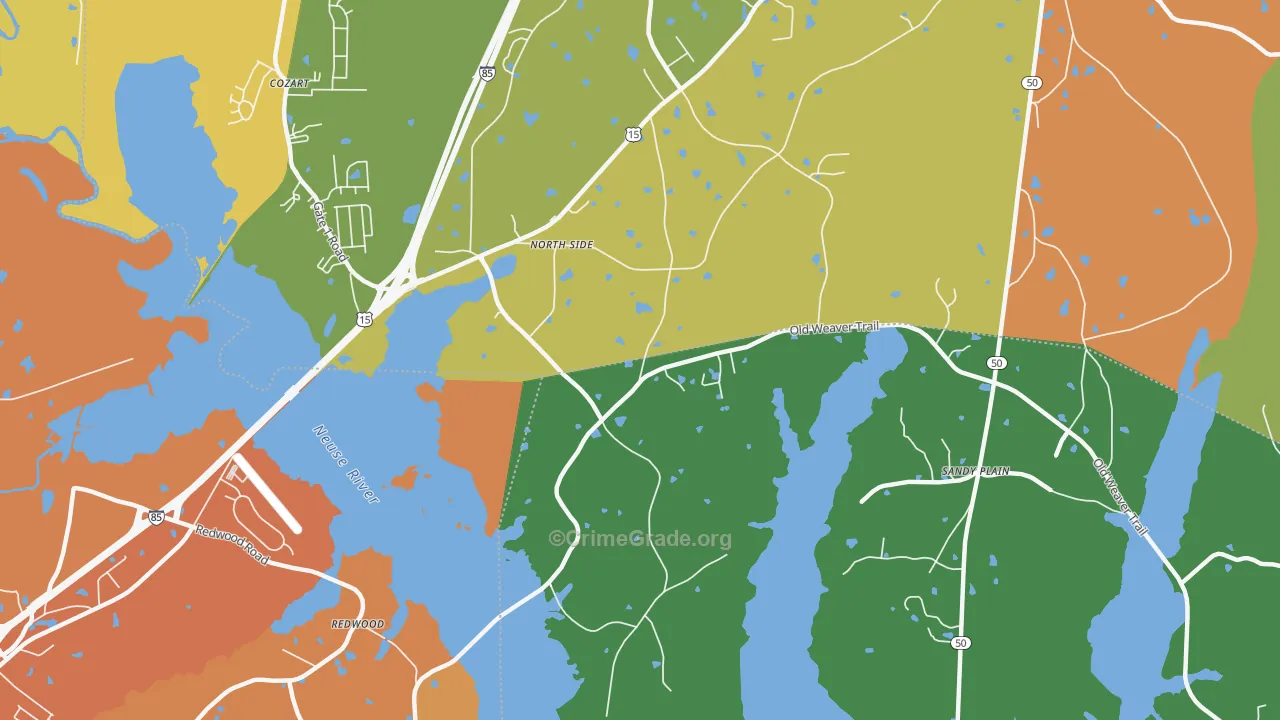 North Side, NC Map of Robbery Rates
