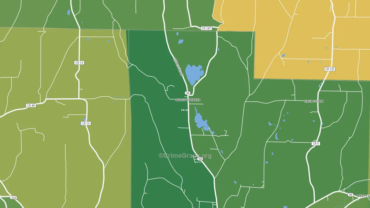 North Spencer, NY Map of Robbery Rates
