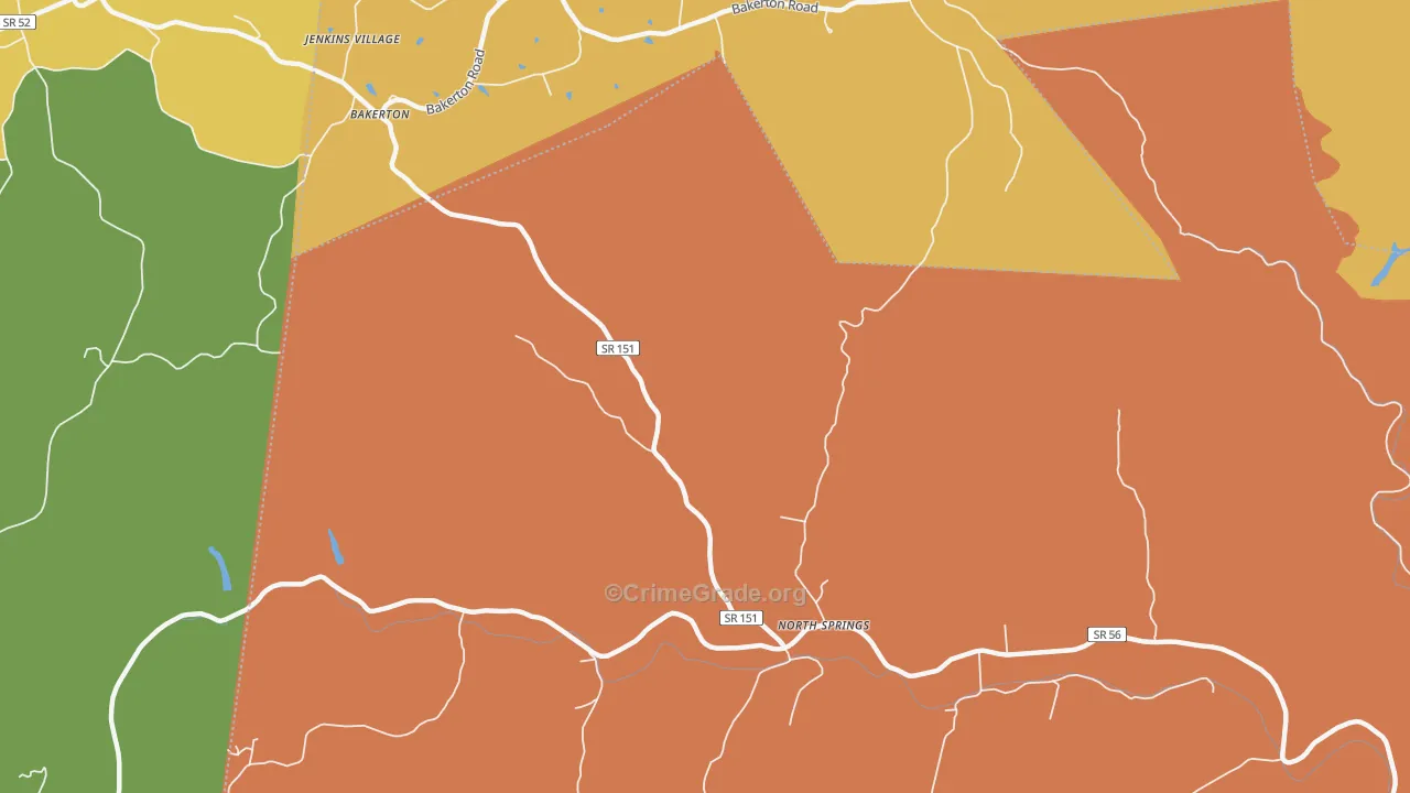 North Springs, TN Map of Robbery Rates