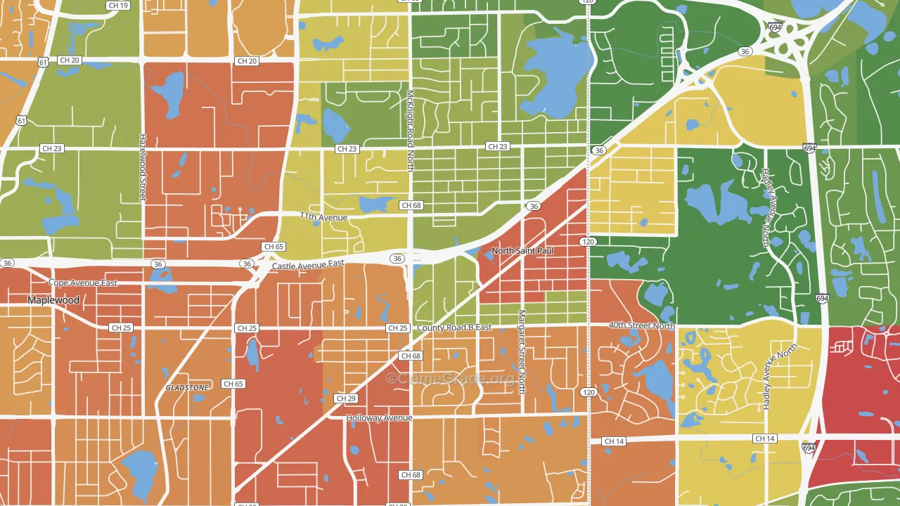 North St. Paul, MN Map of Robbery Rates
