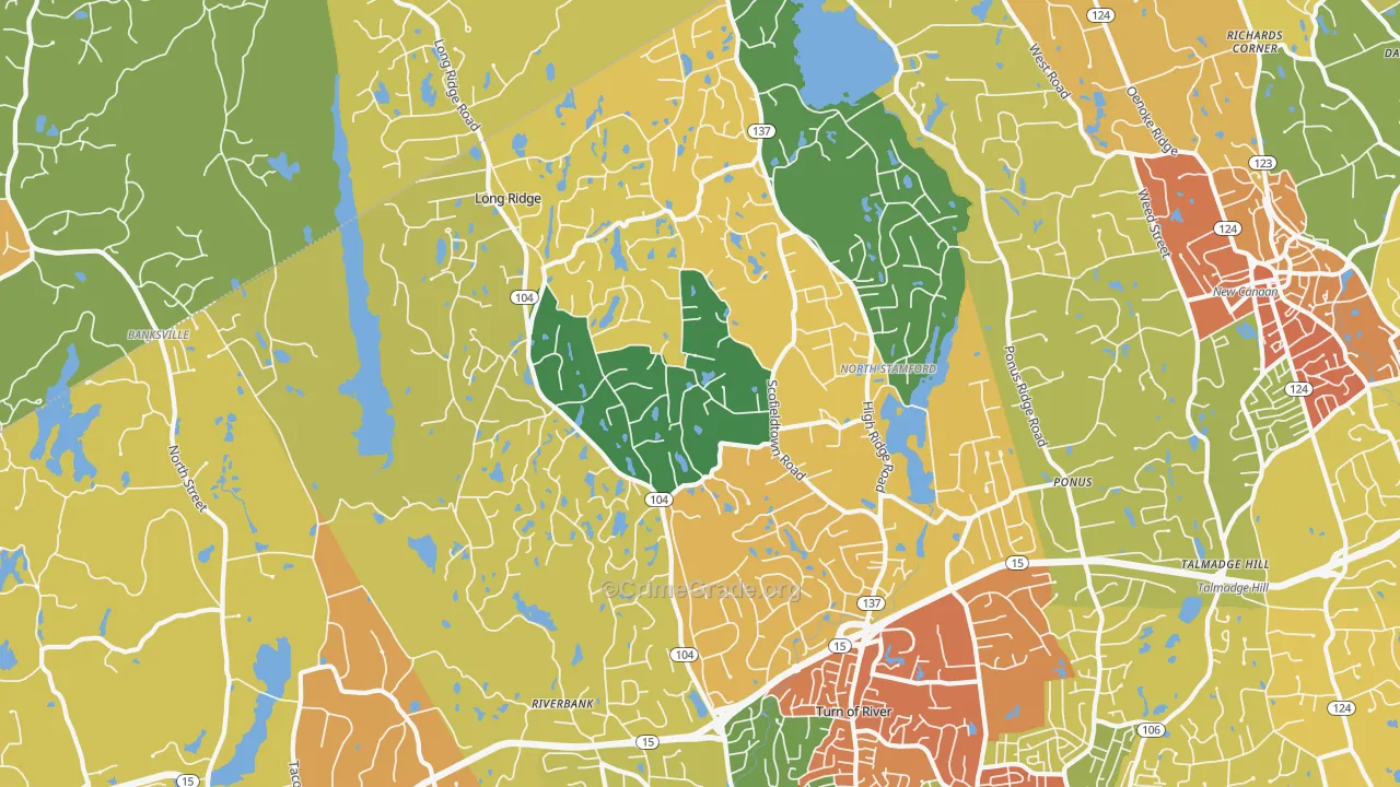North Stamford, Stamford, CT Map of Robbery Rates