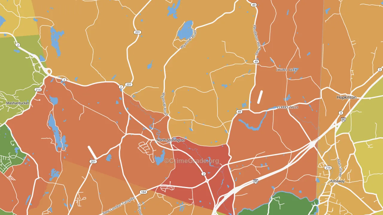 North Stonington, CT Map of Robbery Rates