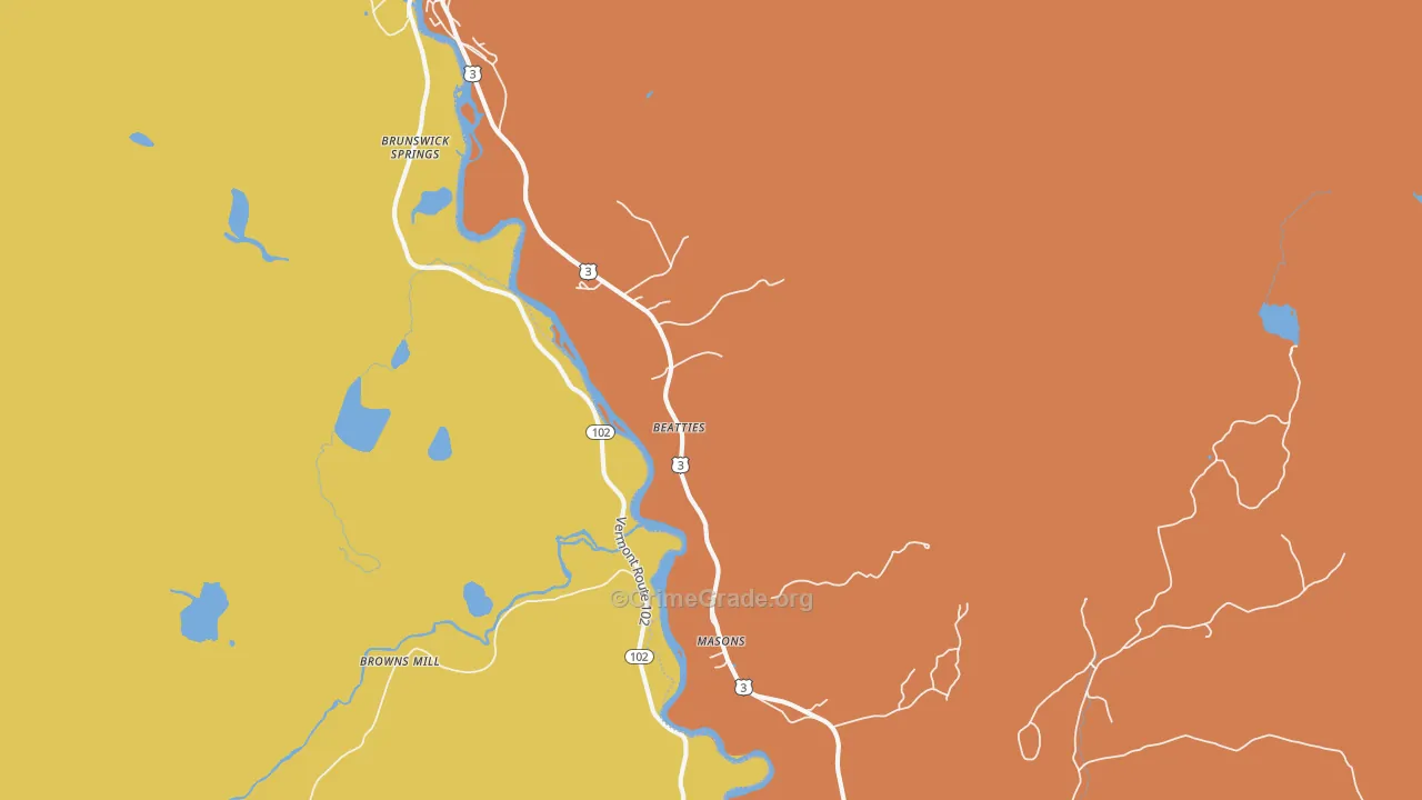 North Stratford, NH Map of Robbery Rates