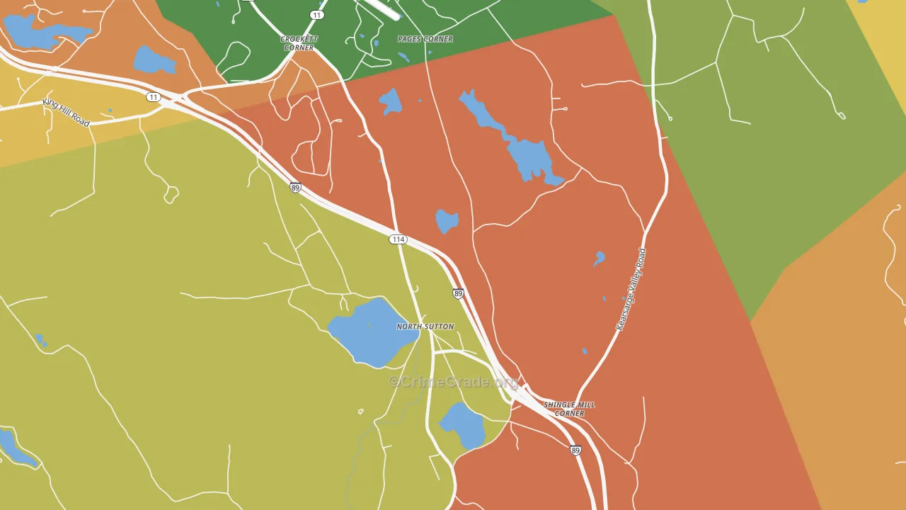 North Sutton, NH Map of Robbery Rates