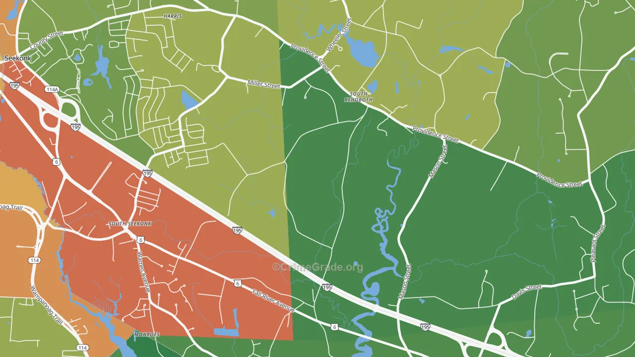 North Swansea, MA Map of Robbery Rates