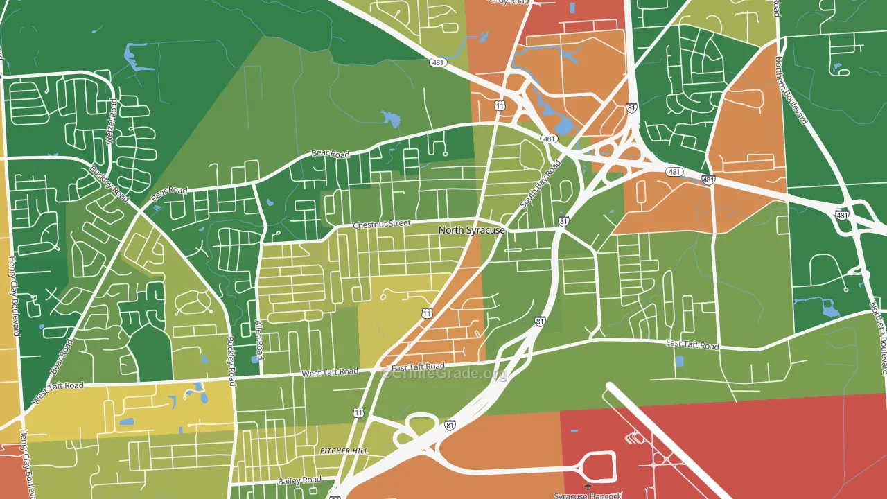 North Syracuse, NY Map of Robbery Rates