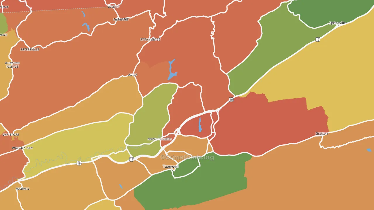 North Tazewell, VA Map of Robbery Rates