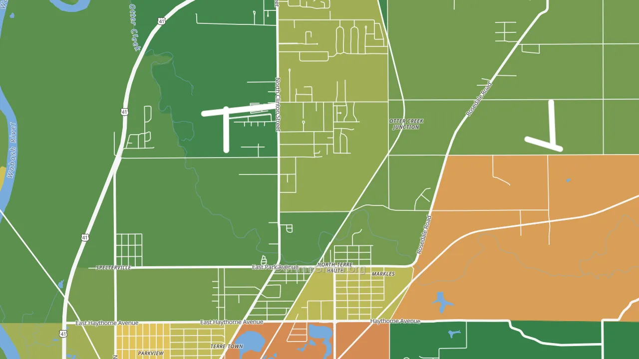 North Terre Haute, IN Map of Robbery Rates
