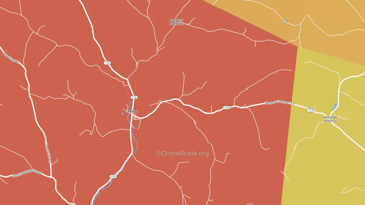 North Thetford, VT Map of Robbery Rates