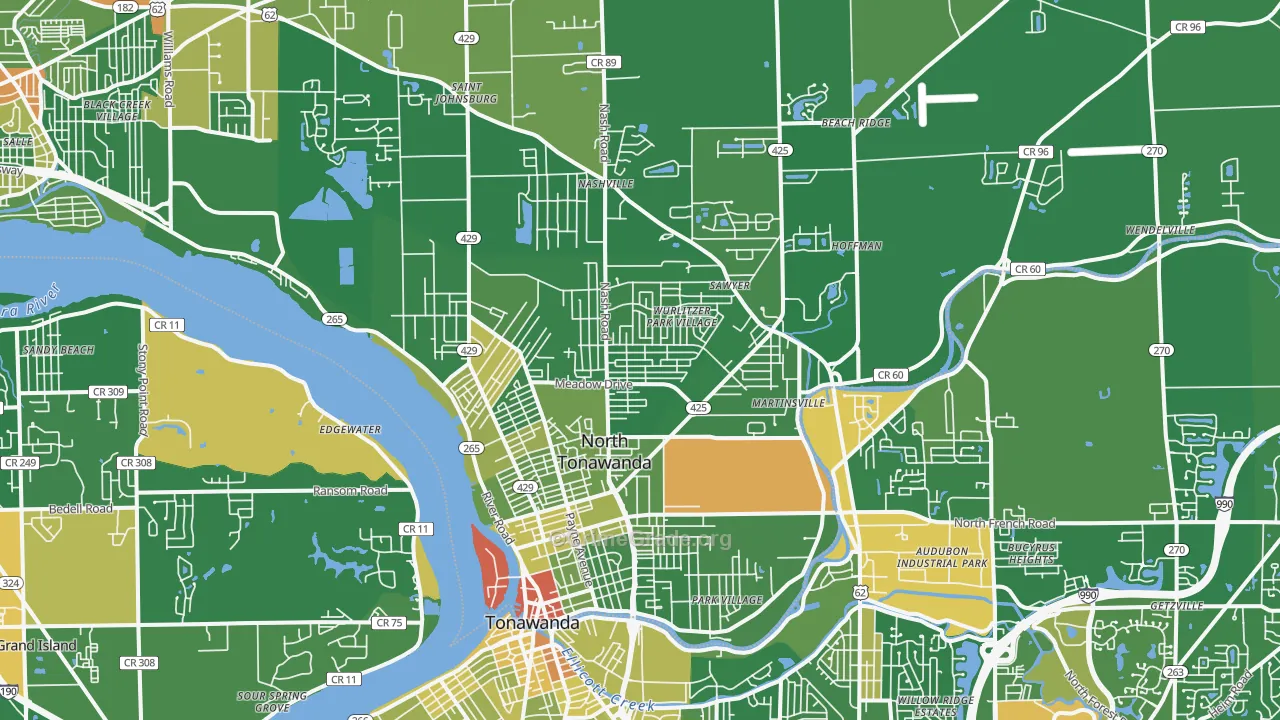 North Tonawanda, NY Map of Robbery Rates