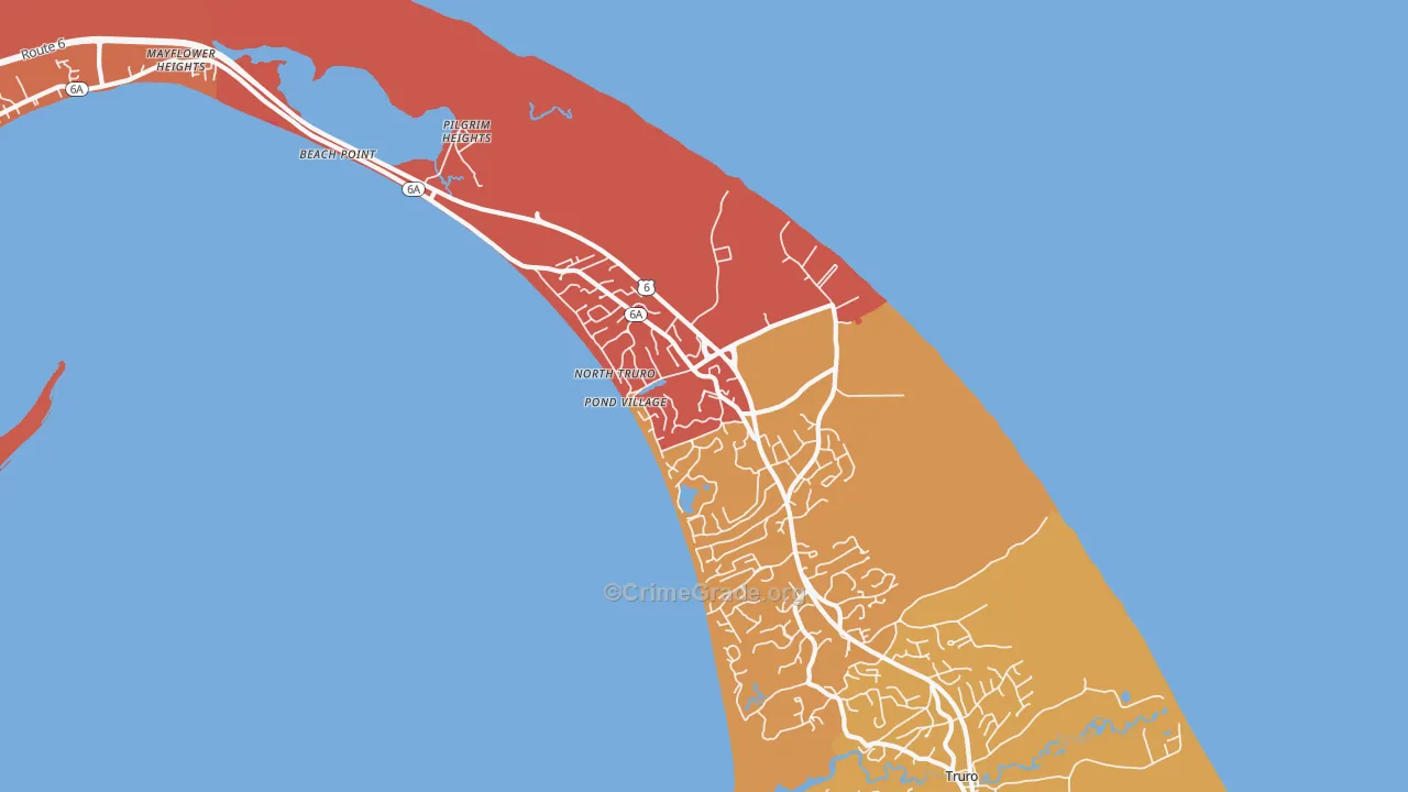 North Truro, MA Map of Robbery Rates