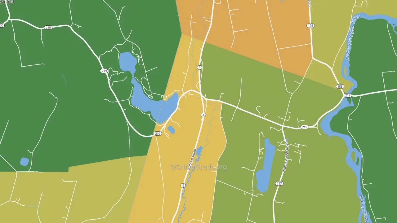 North Turner, ME Map of Robbery Rates