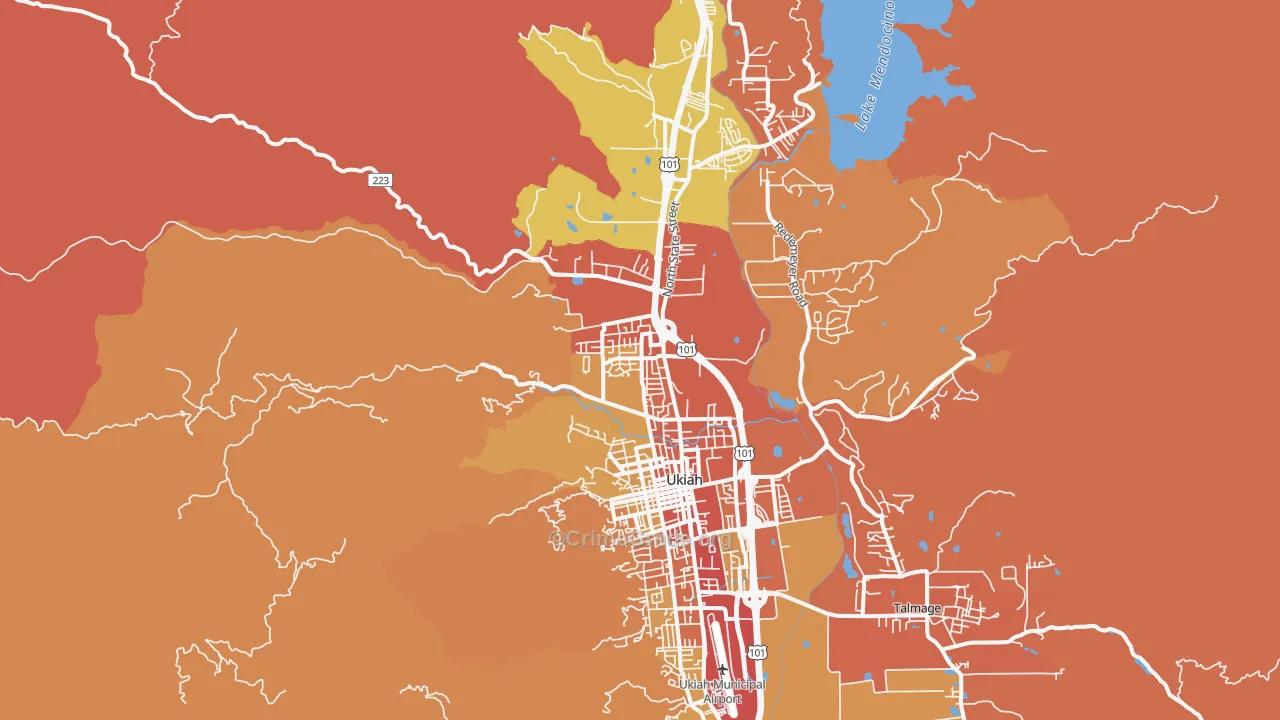 North Ukiah, Ukiah, CA Map of Robbery Rates