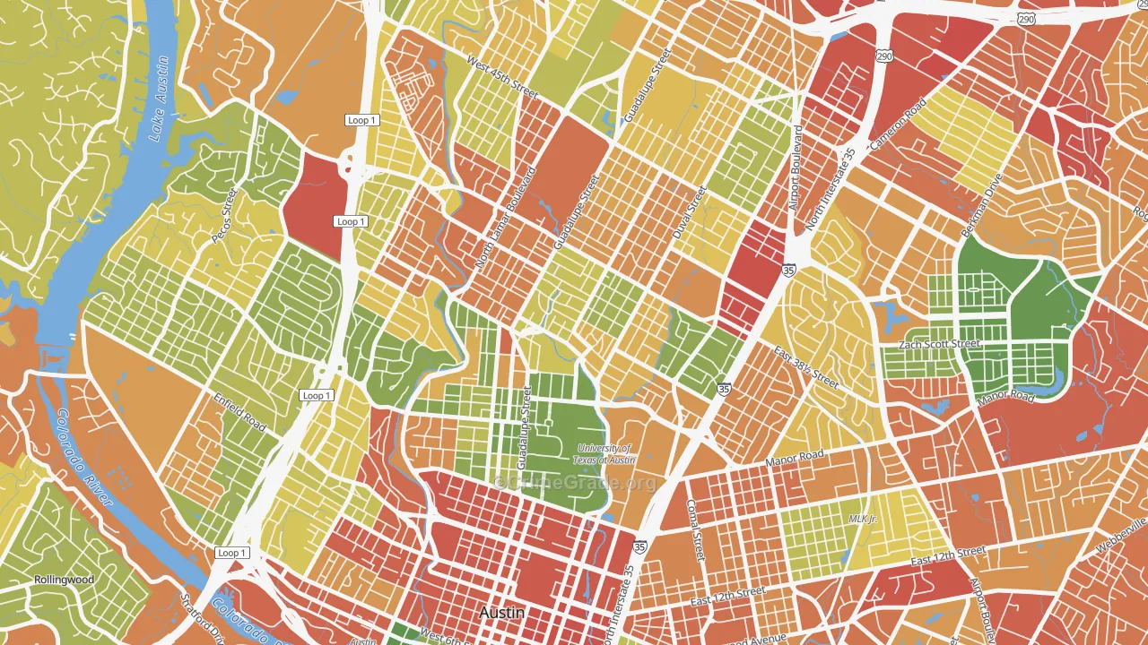 North University, Austin, TX Map of Robbery Rates