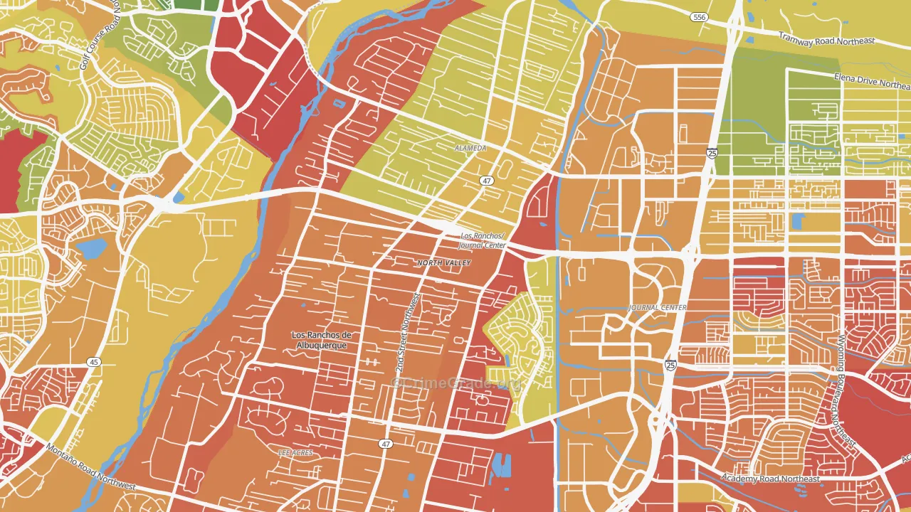 North Valley, NM Map of Robbery Rates