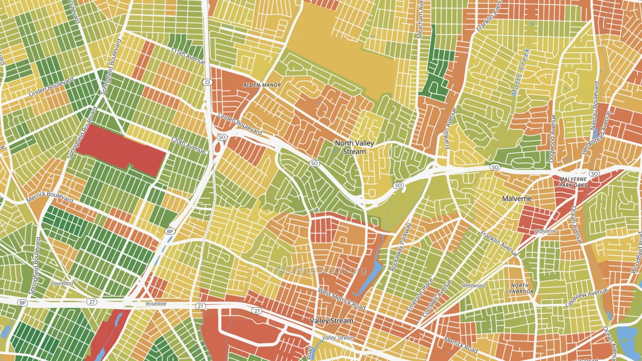 North Valley Stream, NY Map of Robbery Rates