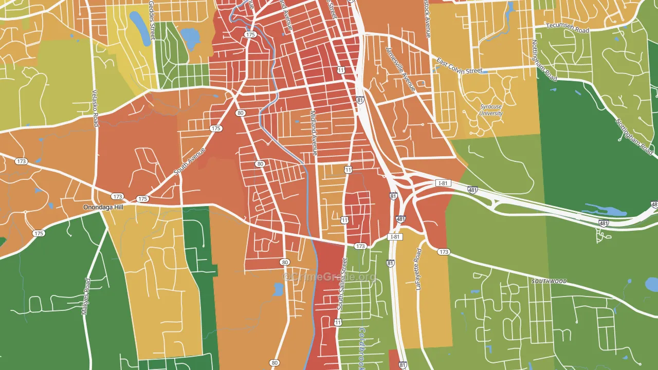 North Valley, Syracuse, NY Map of Robbery Rates