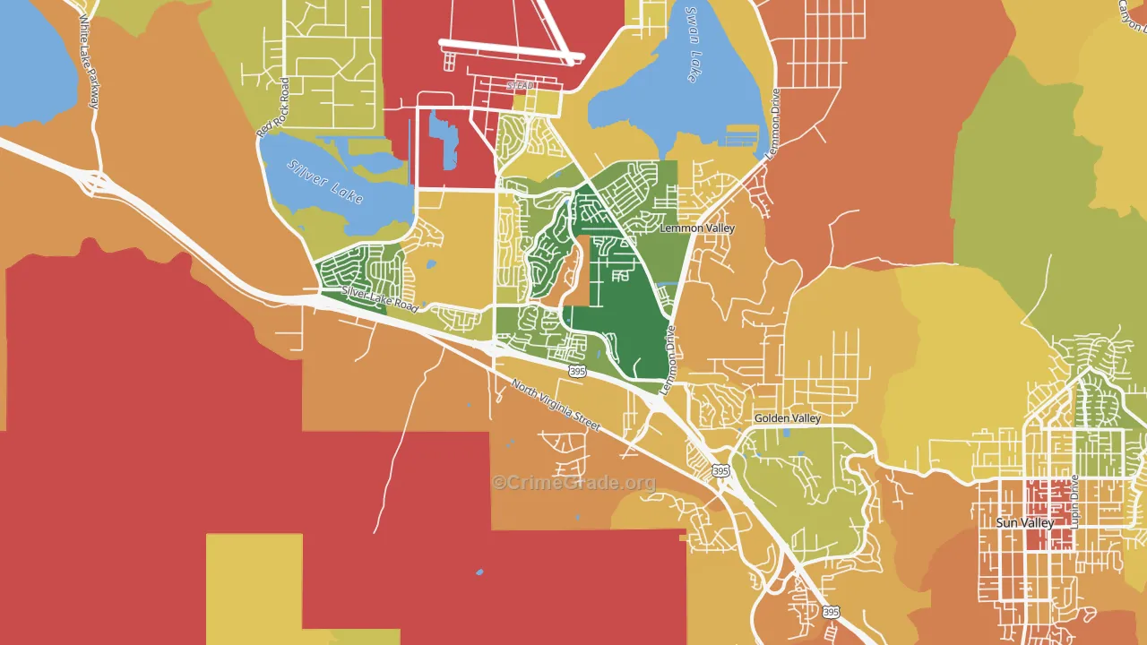 North Valleys, Reno, NV Map of Robbery Rates