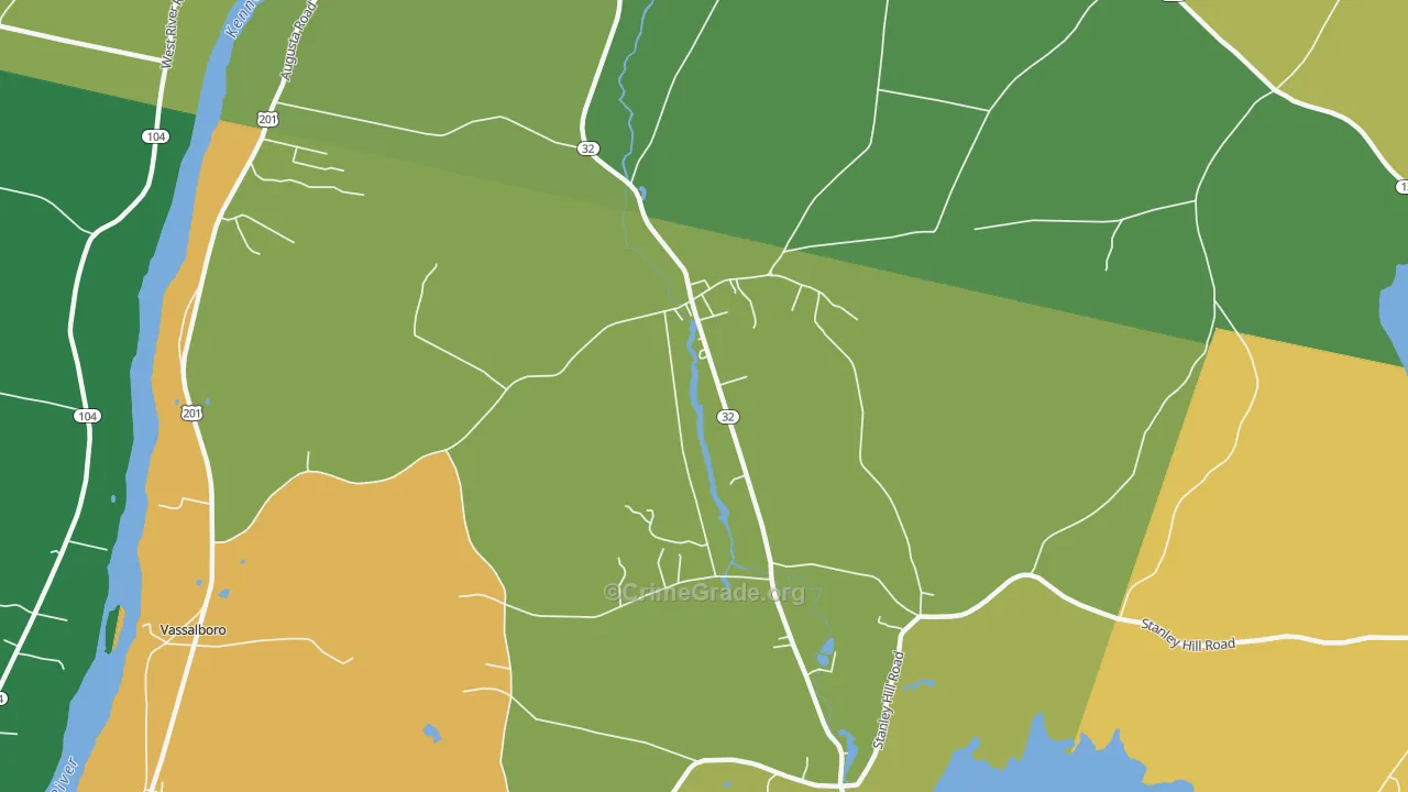 North Vassalboro, ME Map of Robbery Rates