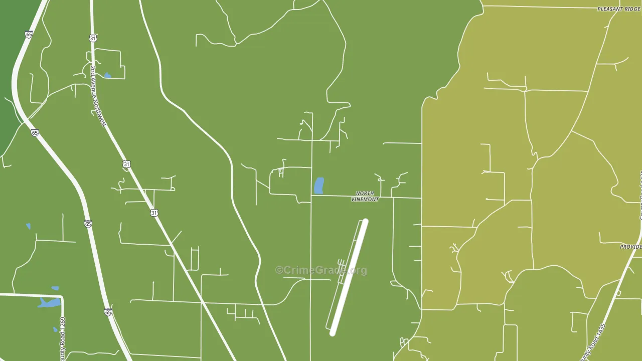 North Vinemont, AL Map of Robbery Rates
