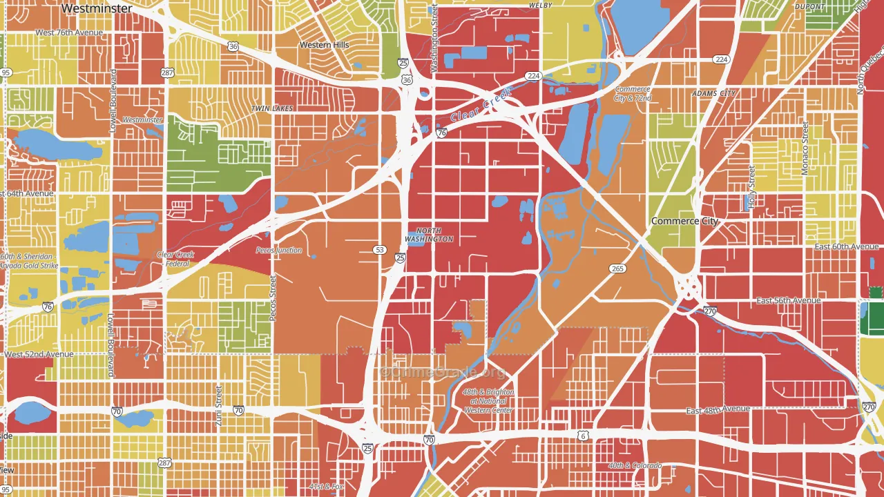 North Washington, CO Map of Robbery Rates