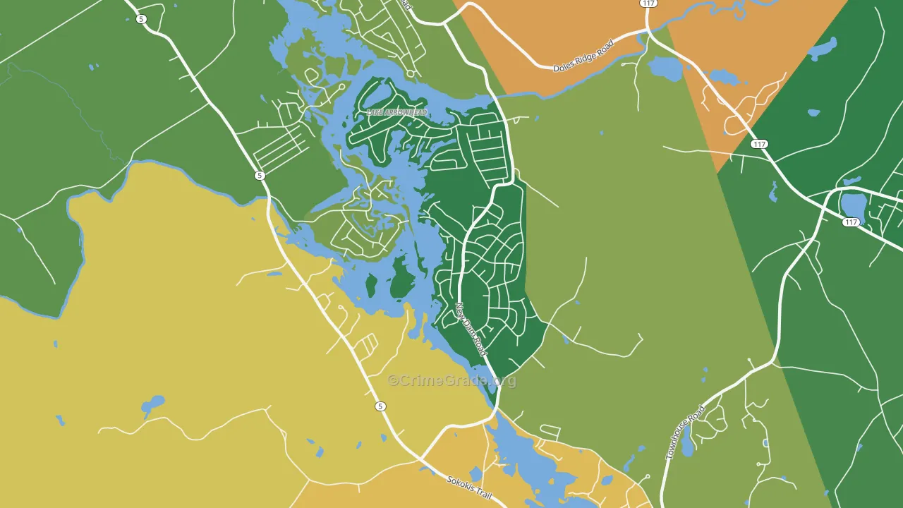 North Waterboro, ME Map of Robbery Rates