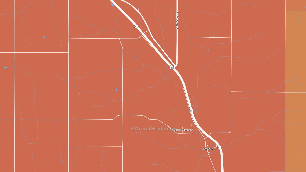 North Welton, IA Map of Robbery Rates