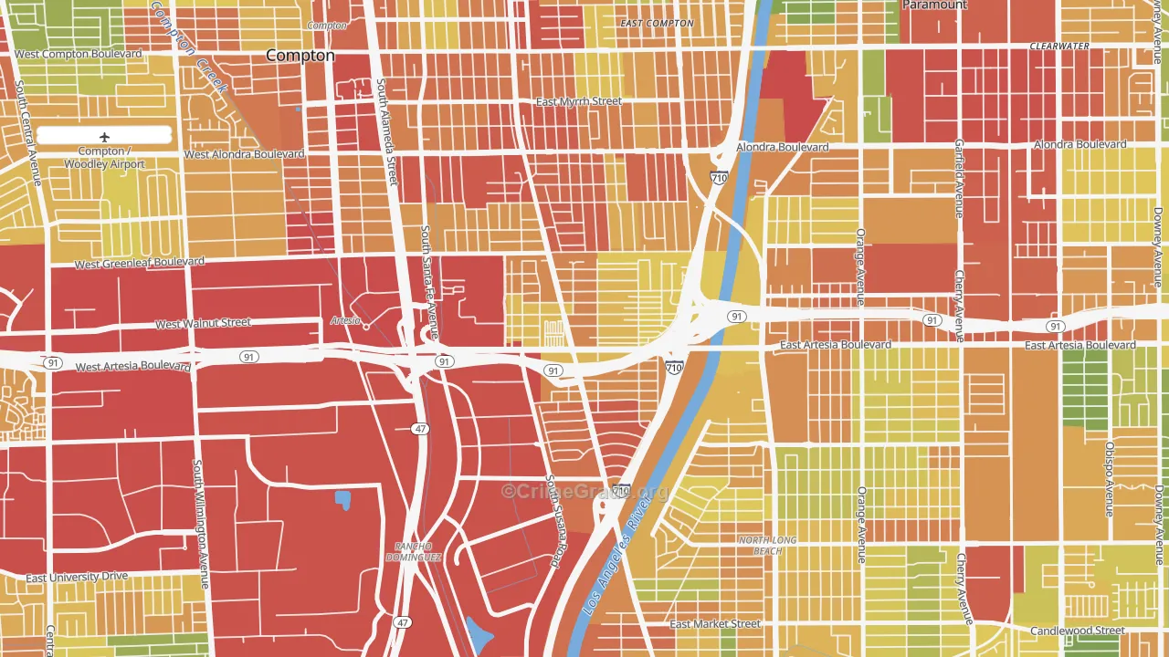North West Long Beach, Long Beach, CA Map of Robbery Rates