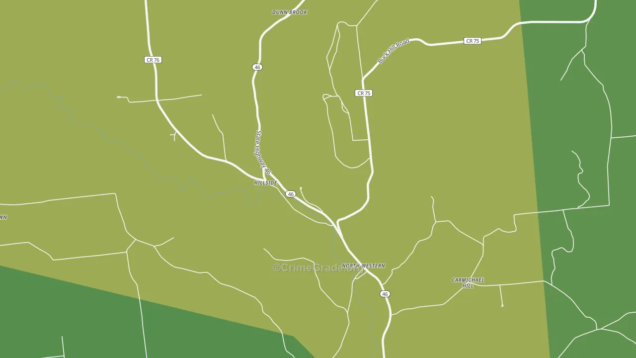 North Western, NY Map of Robbery Rates